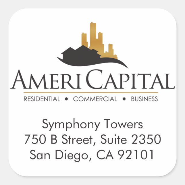 CUSTOM Real Estate Return Address Square Sticker (Front)