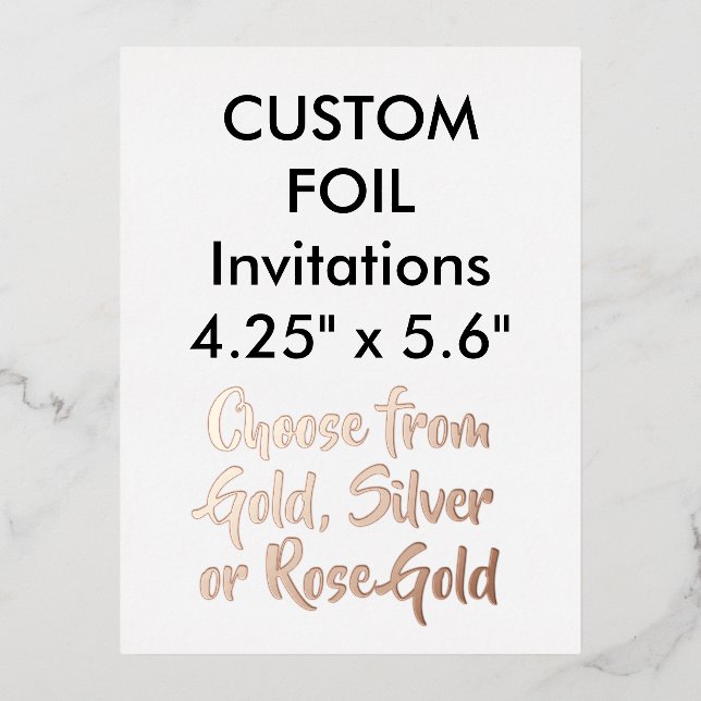 Custom Real Foil Invitations ROSE GOLD 4.25"x5.6" (Front)
