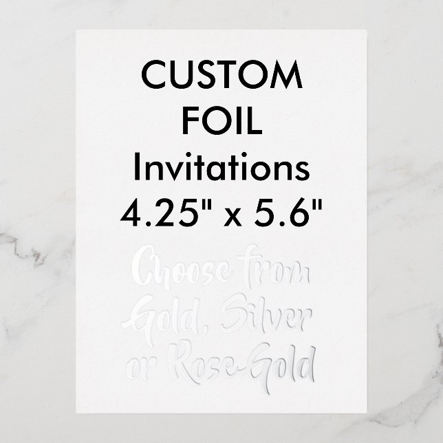 Custom Real Foil Invitations SILVER 4.25"x5.6" (Front)
