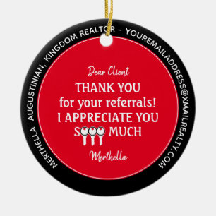 Custom Realtor Client Thank You Christmas Metal Or Ceramic Tree Decoration