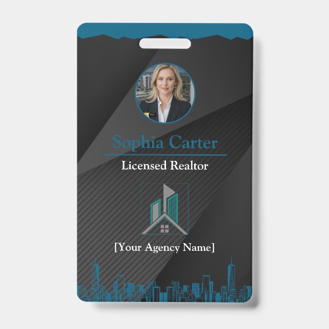 Custom Realtor Employee ID Card Badge With Photo  (Front)