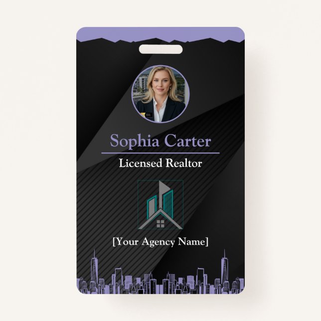 Custom Realtor Employee ID Card Badge With Photo  ID Badge (Front)