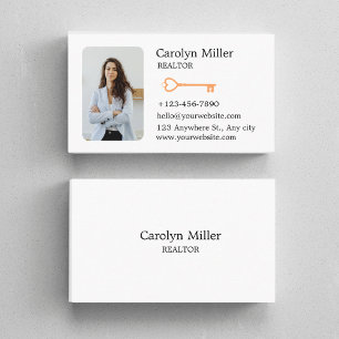 Custom Realtor Photo & Gold Key Business Card