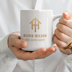 Custom Realtor Real Estate Agent Gold & White Coffee Mug