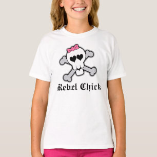 Custom Rebel Chick Girl Skull w/Crossbones Shirt
