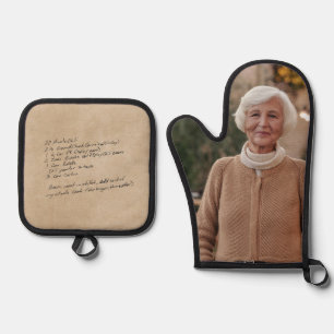 Custom Recipe Handwritten Oven Mitt & Pot Holder Set