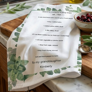 Custom Recipe Kitchen Towel Gift for Granddaughter