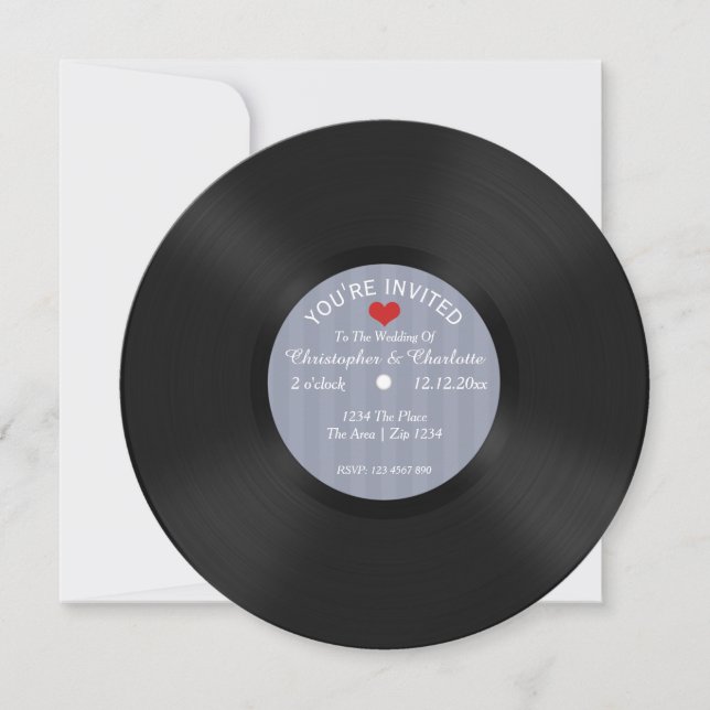 Custom Record Album Novelty Wedding Invitation (Front)