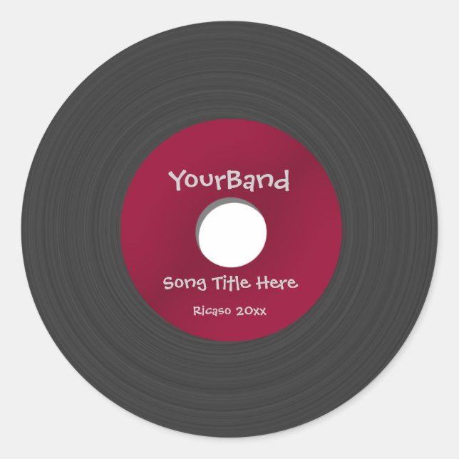 Custom Record Classic Round Sticker (Front)