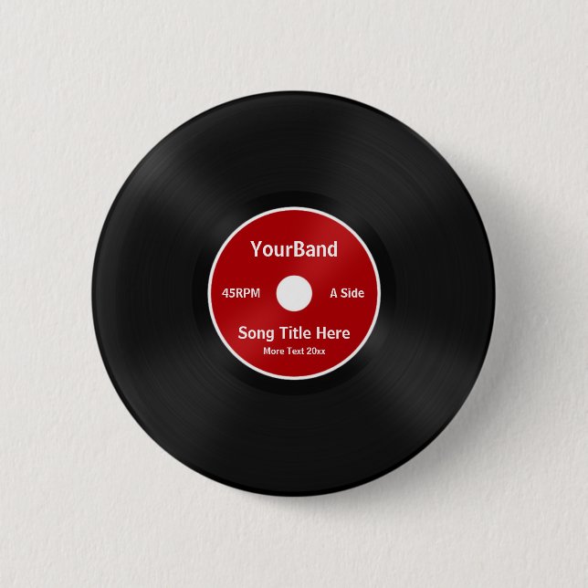 Custom Record Personalise 6 Cm Round Badge (Front)