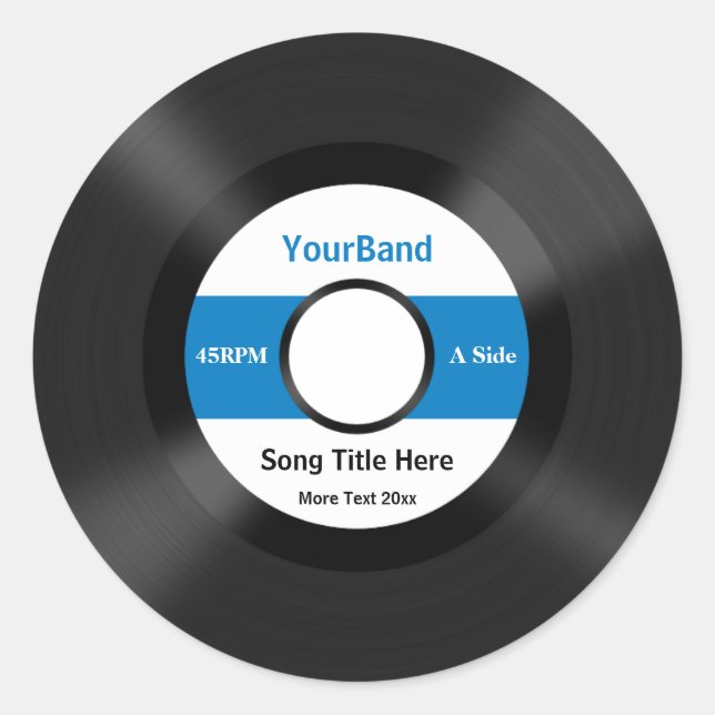 Custom Record Personalise Classic Round Sticker (Front)