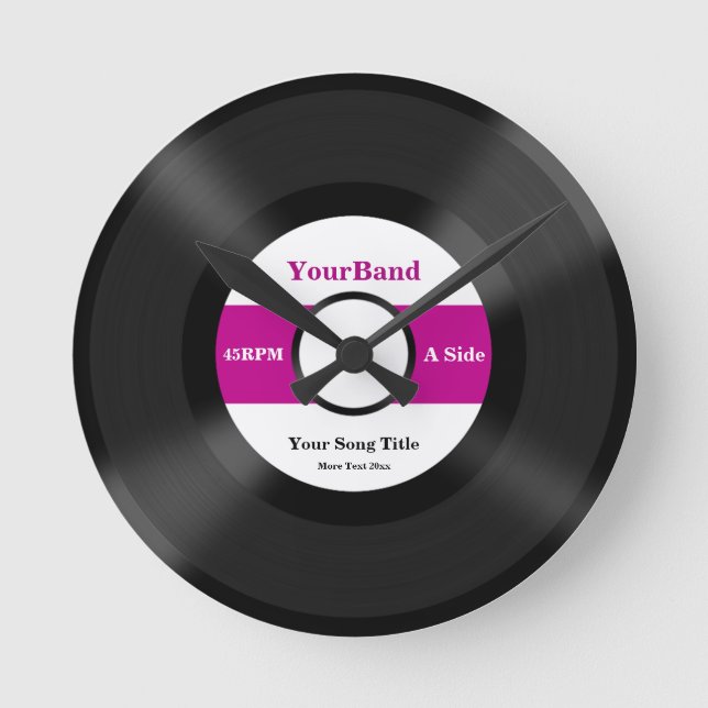 Custom Record Personalise Round Clock (Front)
