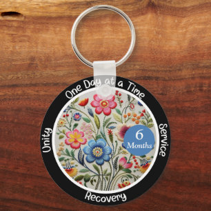 Custom Recovery Milestone Gift - Floral Key Ring