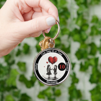 Custom Recovery Milestone Gift Heart Balloon Key Ring