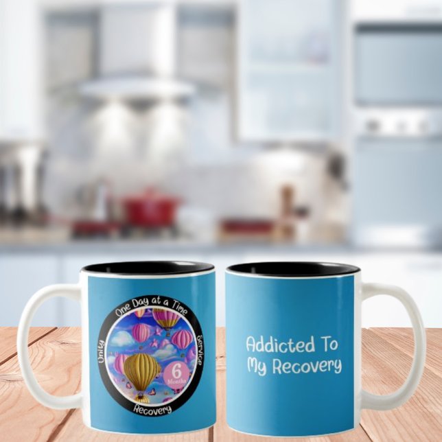 Custom Recovery Milestone Gift - Hot Air Balloons Two-Tone Coffee Mug (Creator Uploaded)
