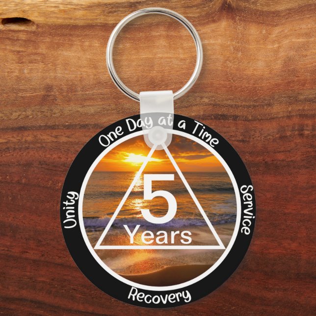 Custom Recovery Milestone Gift – Sunset Key Ring (Front)