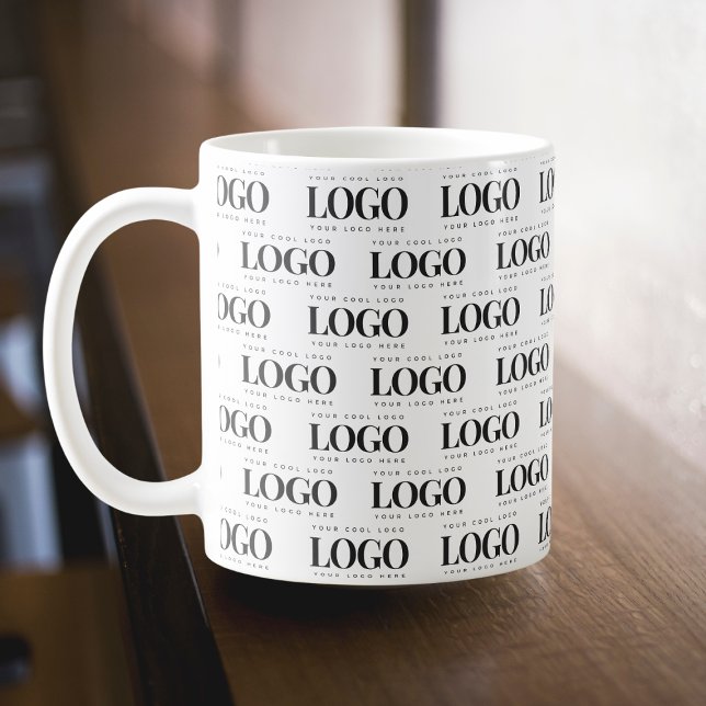 Custom Rectangle Business Company Logo Pattern Coffee Mug (Creator Uploaded)