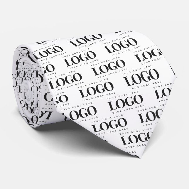 Custom Rectangle Business Company Logo Pattern Tie (Rolled)