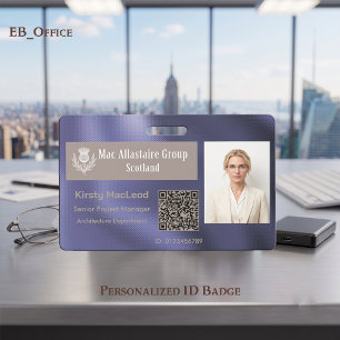 Custom Rectangle Logo Photo ID Metal Indigo Violet Badge