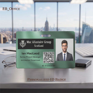 Custom Rectangle Logo Photo ID Metallic Green Badge