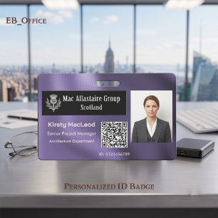 Custom Rectangle Logo Photo ID Metallic Purple Badge