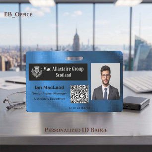 Custom Rectangle Logo Photo ID Metallic Royal Blue Badge