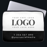 Custom Rectangle Logo & Text Business Company Laptop Sleeve<br><div class="desc">Promote your business with this cool laptop sleeve,  featuring custom logo,  social media & phone. Easily add your details by clicking on the "personalise" option.</div>