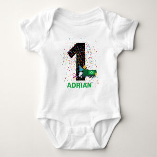 Custom Recycling Garbage Truck Birthday Party  Baby Bodysuit
