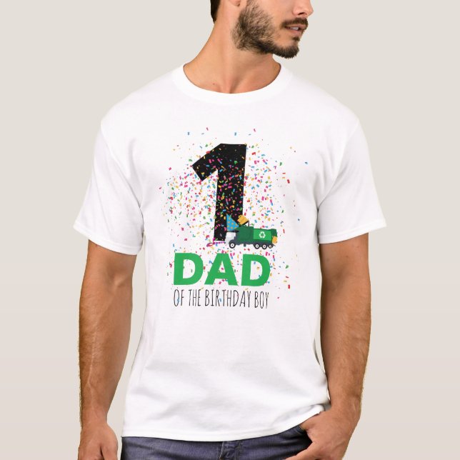 Custom Recycling Garbage Truck Birthday Party Dad T-Shirt (Front)