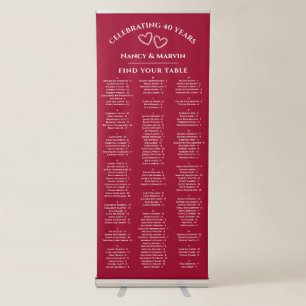 Custom Red 150 Guest Alphabetical Order Seating Retractable Banner