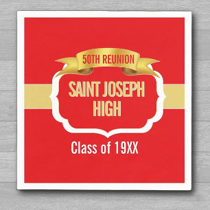 Custom RED 50th Class Reunion Napkin