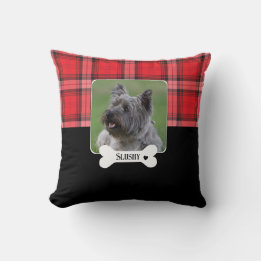 Custom Red and Black Tartan Plaid Throw Pillow