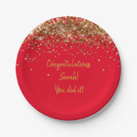 Custom Red and Gold Graduation Party Glitter Her