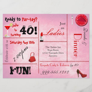 Custom Red and Pink Birthday Party Invites