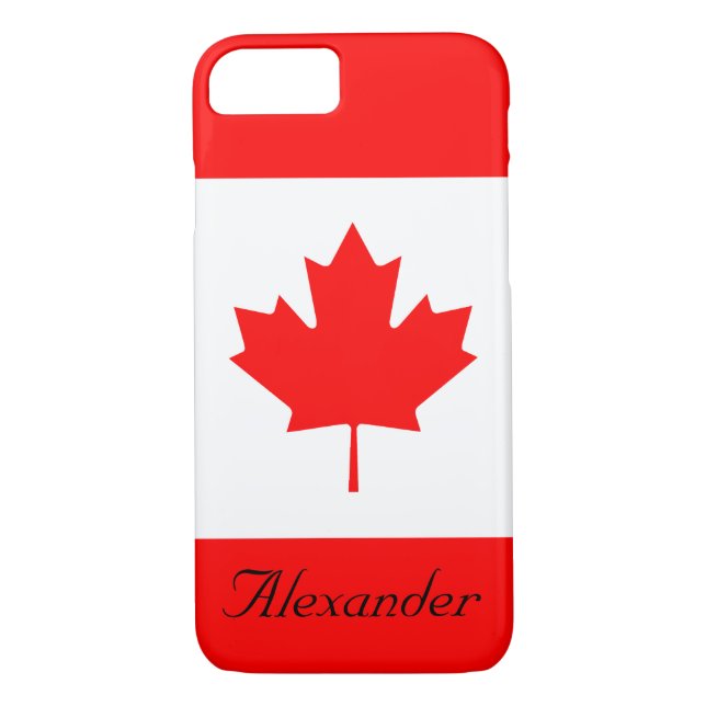 Custom Red and White Flag of Canada Maple Leaf Case-Mate iPhone Case (Back)