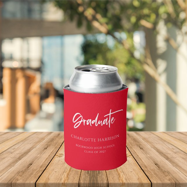 Custom Red and White Graduation Party Can Cooler (Creator Uploaded)