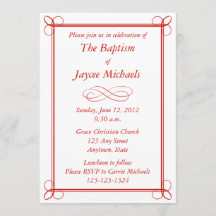Custom Red Baptism Invitation or Other Event