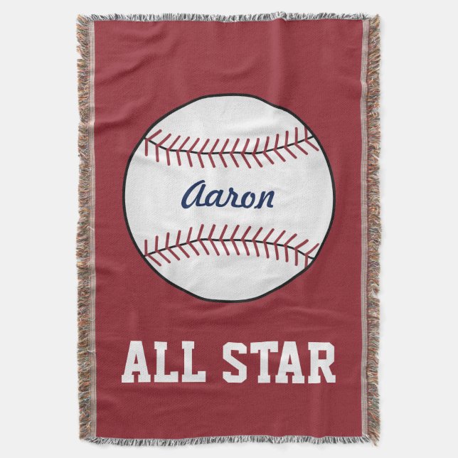 Custom Red Baseball Kids Throw Blanket Gift (Front Vertical)