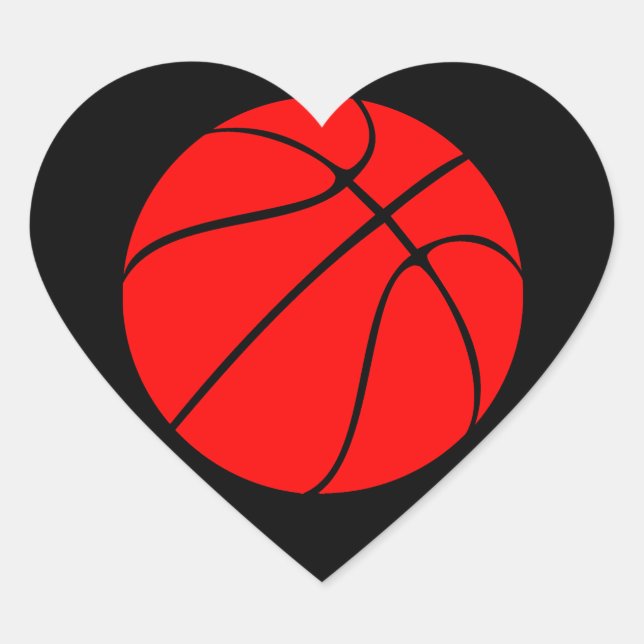 Custom Red Basketball Heart Scrapbook Stickers (Front)