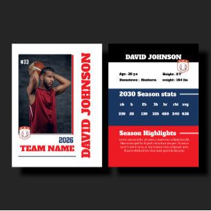 Custom Red Basketball Trading Card Player Profile