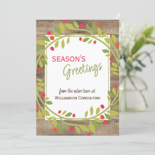 Custom Red Berries Green Holly Botanical Foliage Holiday Card