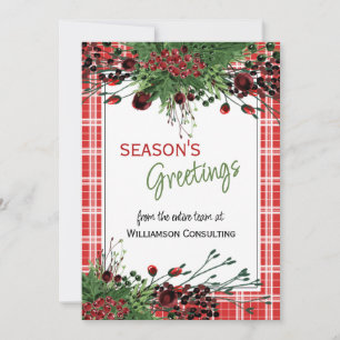 Custom Red Berries Green Holly Botanical Foliage Holiday Card