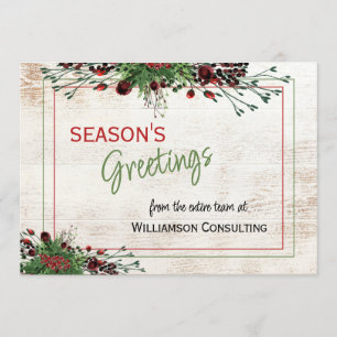 Custom Red Berries Green Holly Botanical Foliage Holiday Card