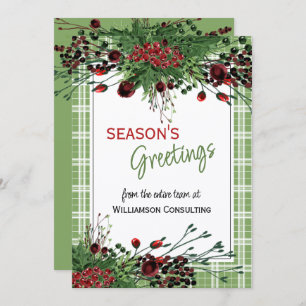 Custom Red Berries Green Holly Botanical Foliage Holiday Card