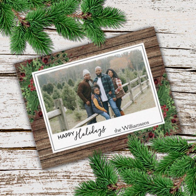 Custom Red Berries Green Holly Botanical Foliage Postcard (Creator Uploaded)