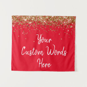 Custom Red Birthday Party Gold Photo Booth Prop Tapestry