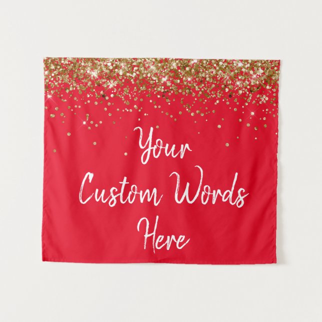 Custom Red Birthday Party Gold Photo Booth Prop Tapestry (Front (Horizontal))