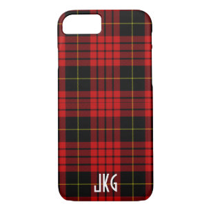 Custom Red, Black and Yellow Plaid Monogram iPhone 8/7 Case