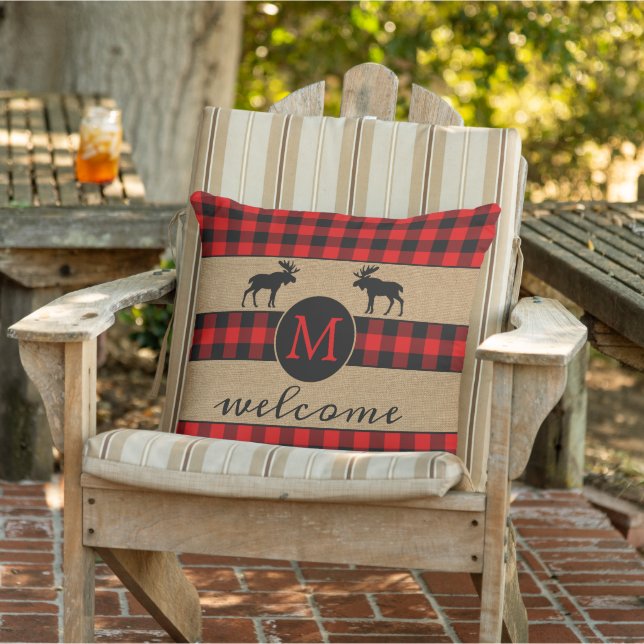 Custom Red Black Buffalo Check Plaid Pattern Cushion (Chair)