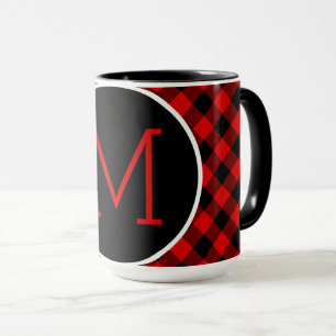 Custom Red Black Buffalo Check Plaid Pattern Mug
